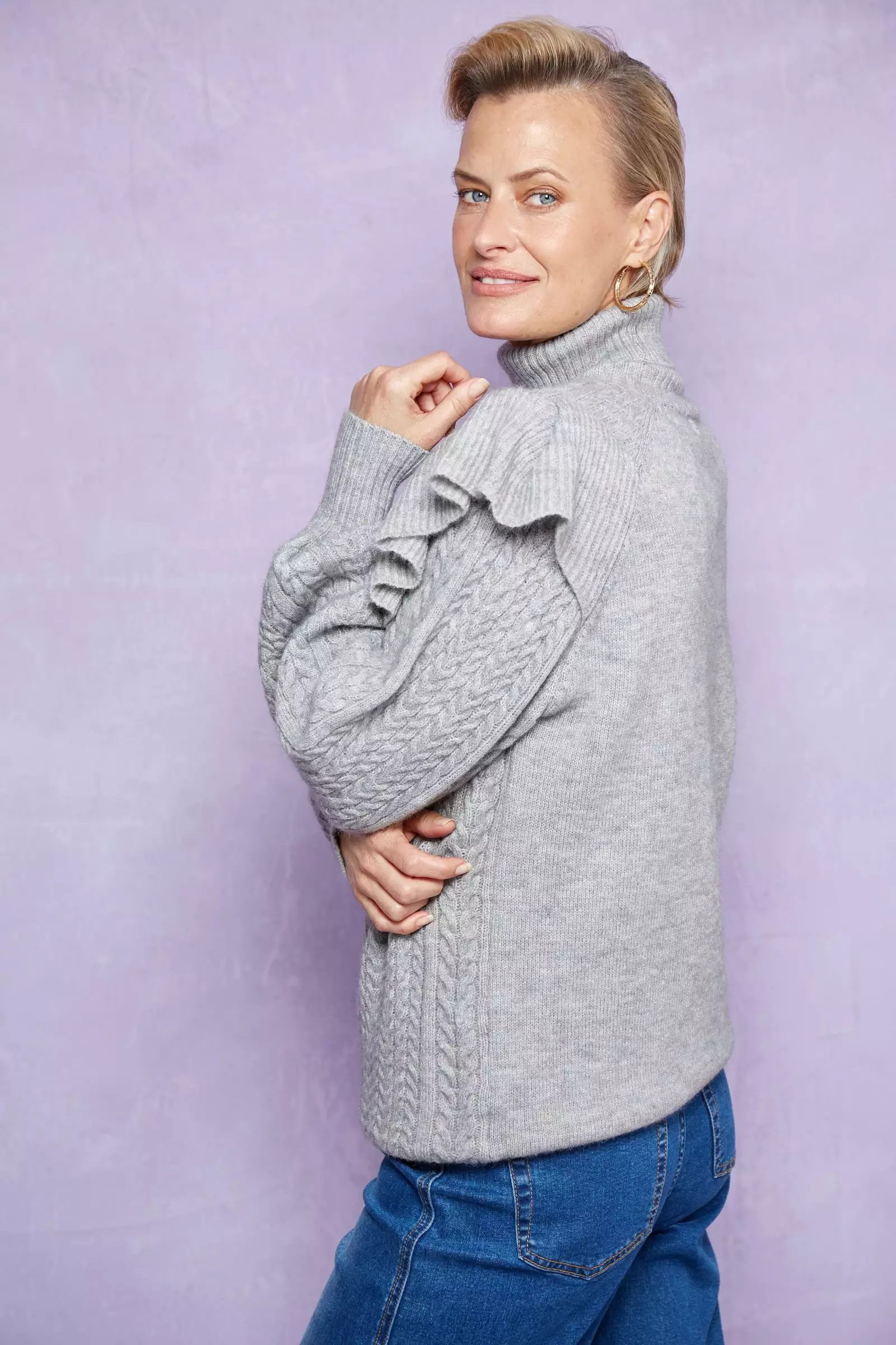 SALE - Romy Ruffle Knit Jumper - Marle Grey