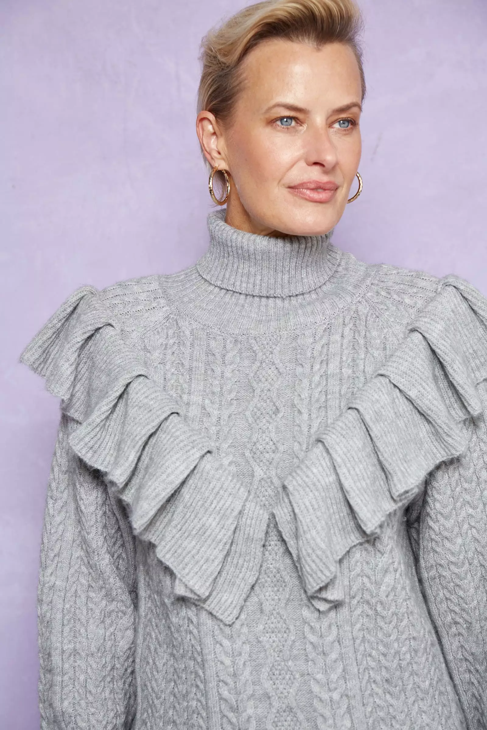 SALE - Romy Ruffle Knit Jumper - Marle Grey