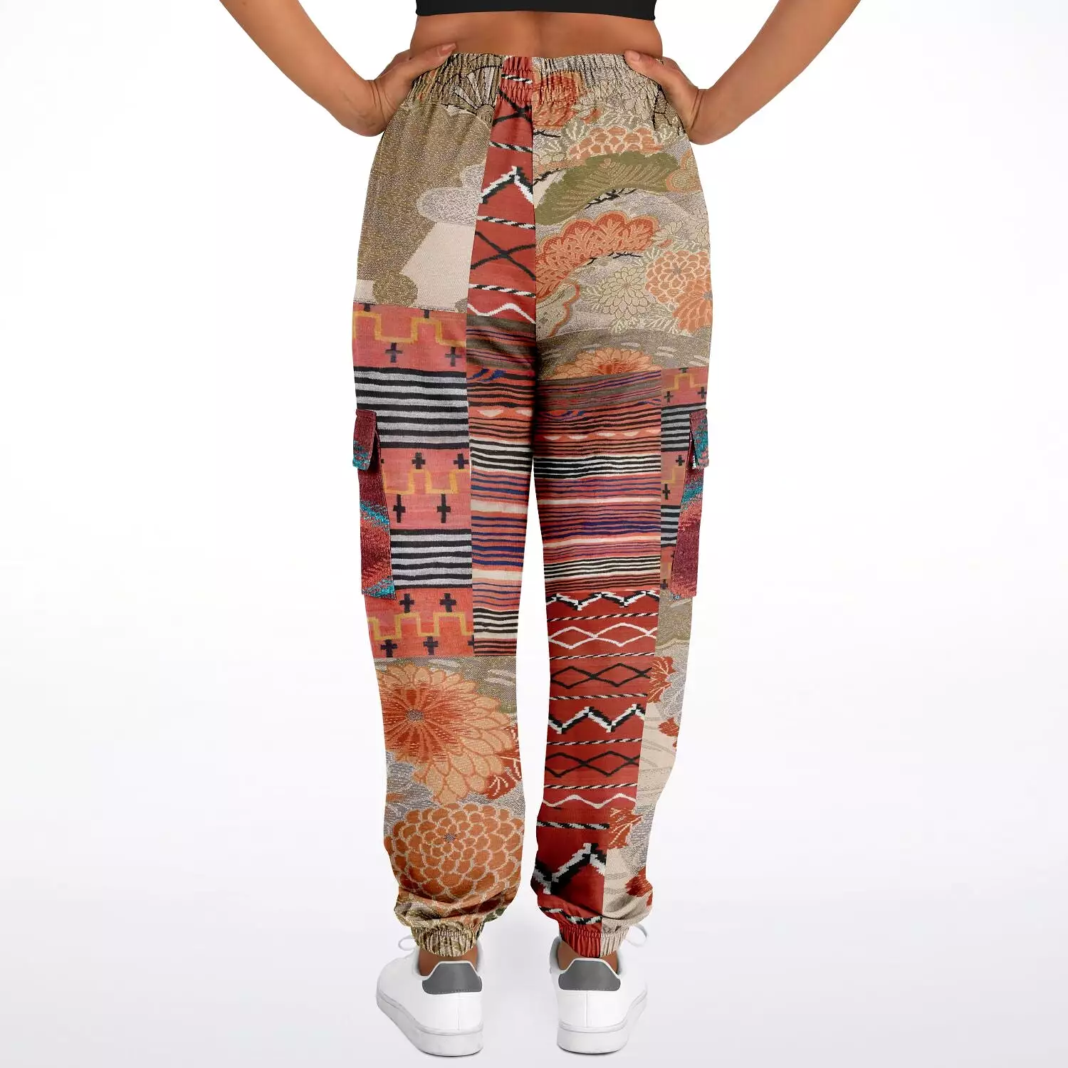 Sedona Orange Stripe Unisex Eco-Poly Cargo Joggers