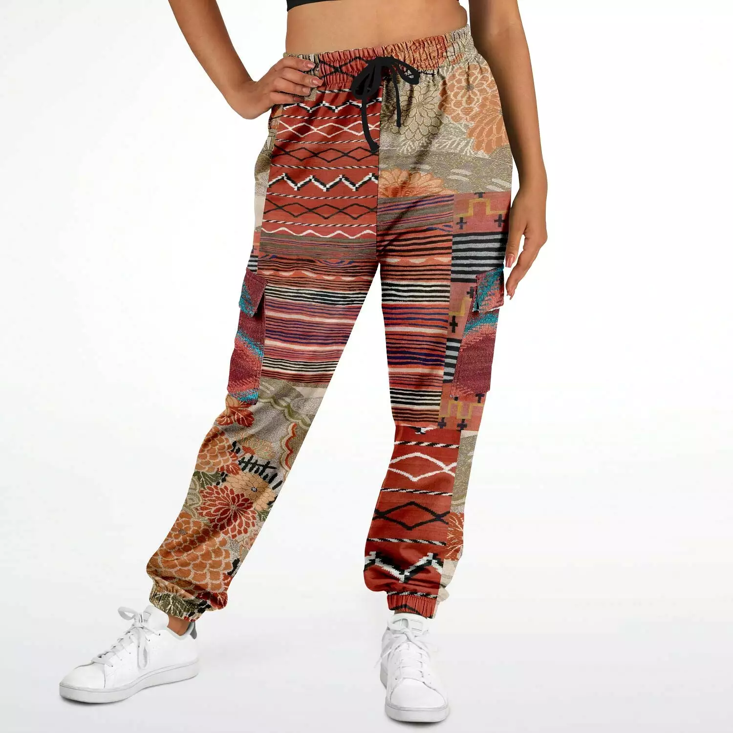 Sedona Orange Stripe Unisex Eco-Poly Cargo Joggers