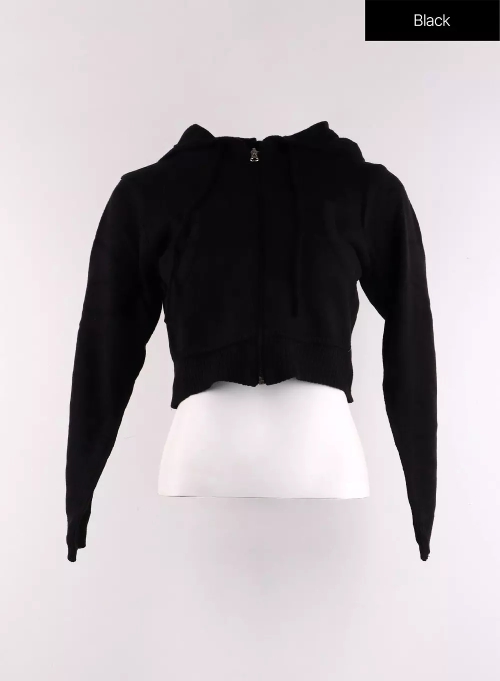 Solid Zipper Cropped Hoodie CF401