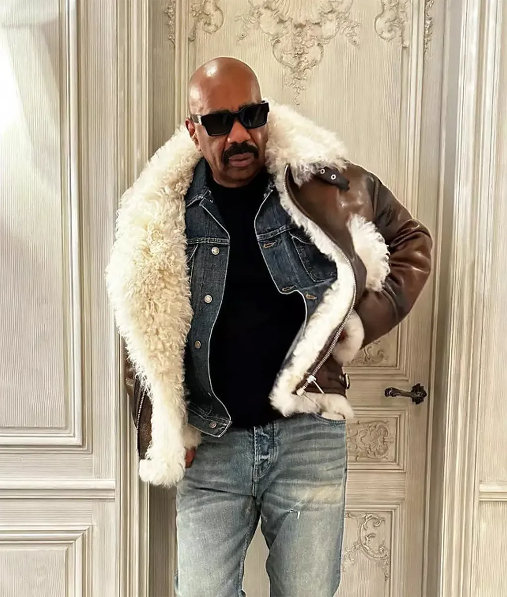 Steve Harvey Shearling Jacket - Steve Harvey Aviator Jacket