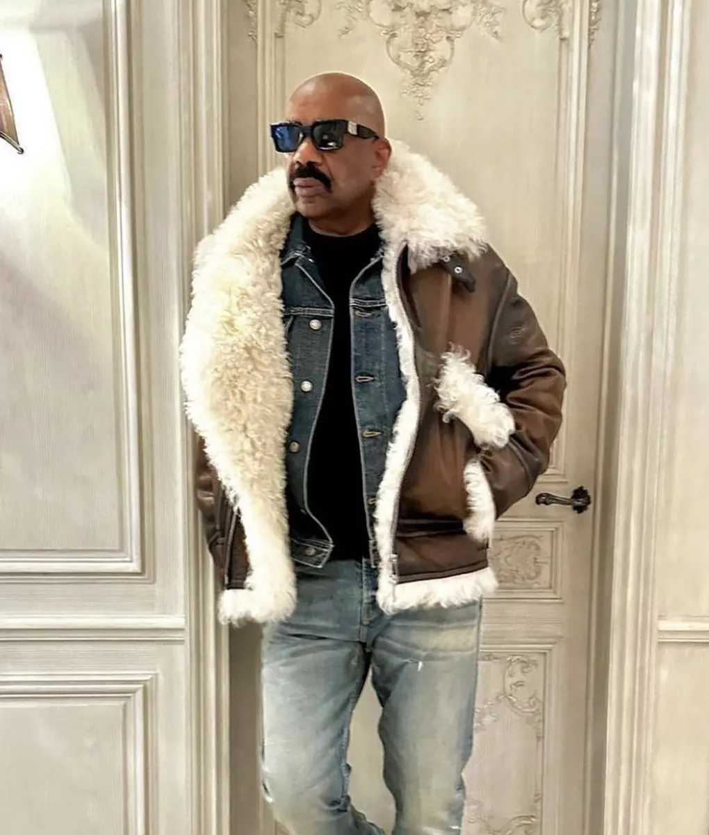 Steve Harvey Shearling Jacket - Steve Harvey Aviator Jacket