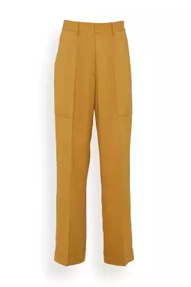 Stretch Crepe Cady Cargo Pants in Honey