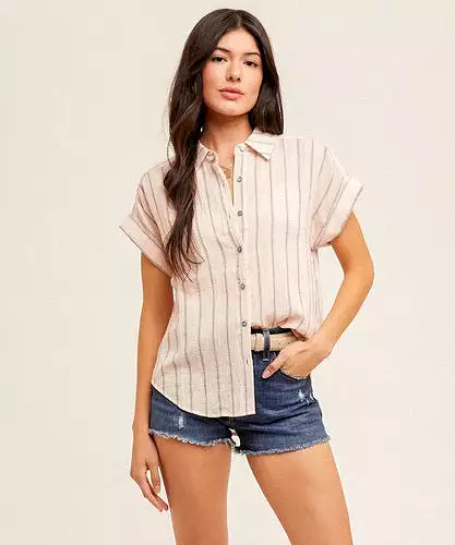 Stripe Button Down Shirt - Pink