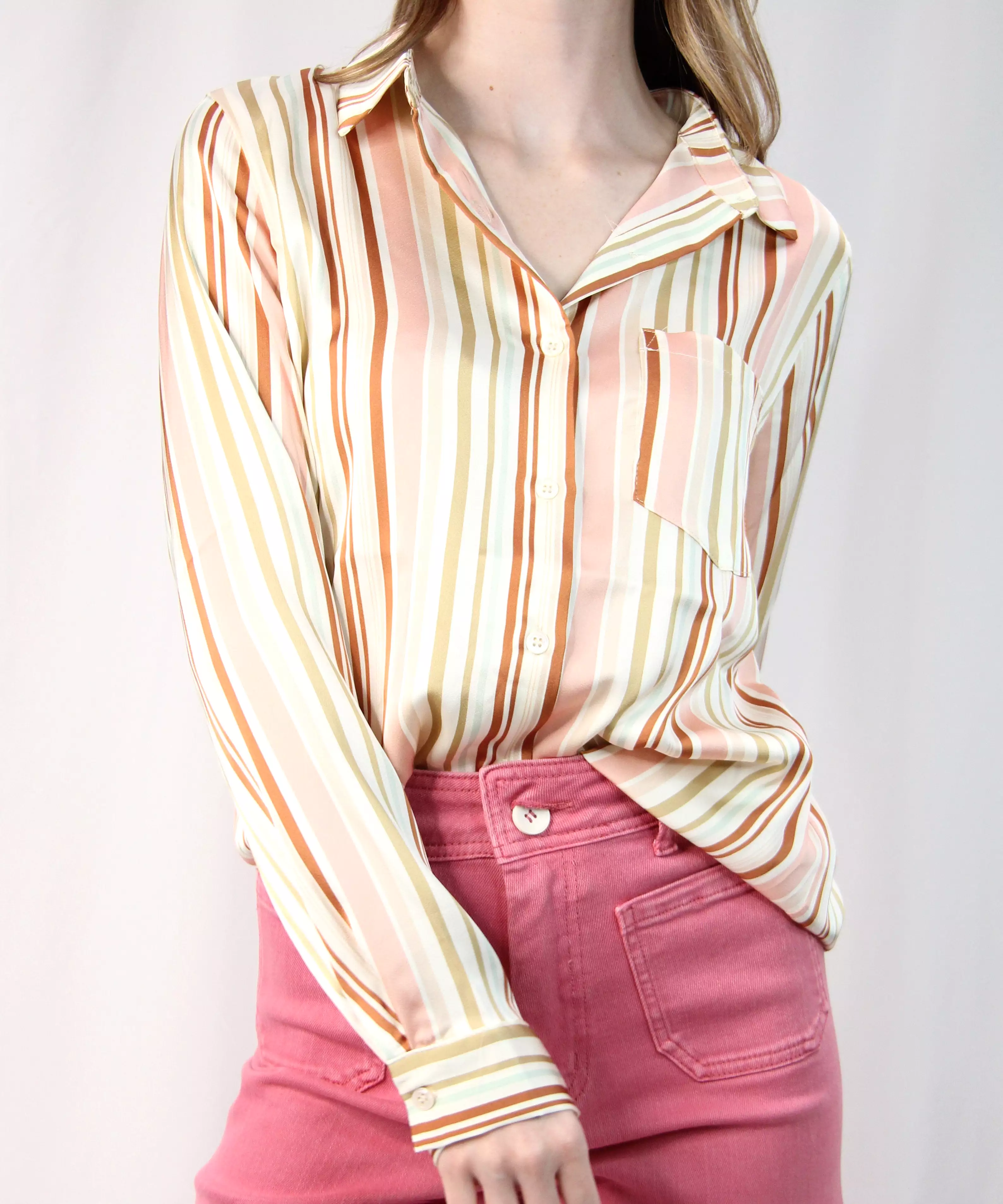 Stripe Buttondown Blouse - Neutral Stripe