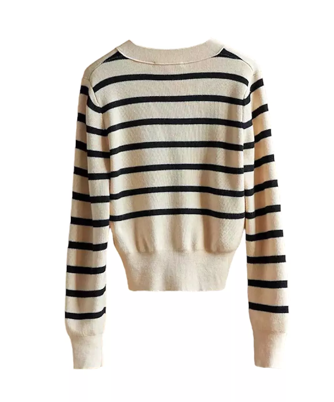 Striped Pattern Knit Cardigan In Beige