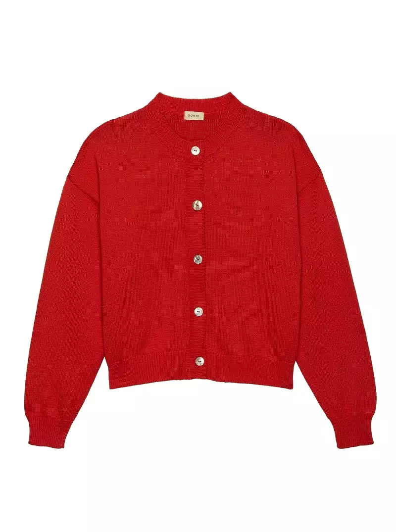 The Cotton Knit Cardigan in Tomato