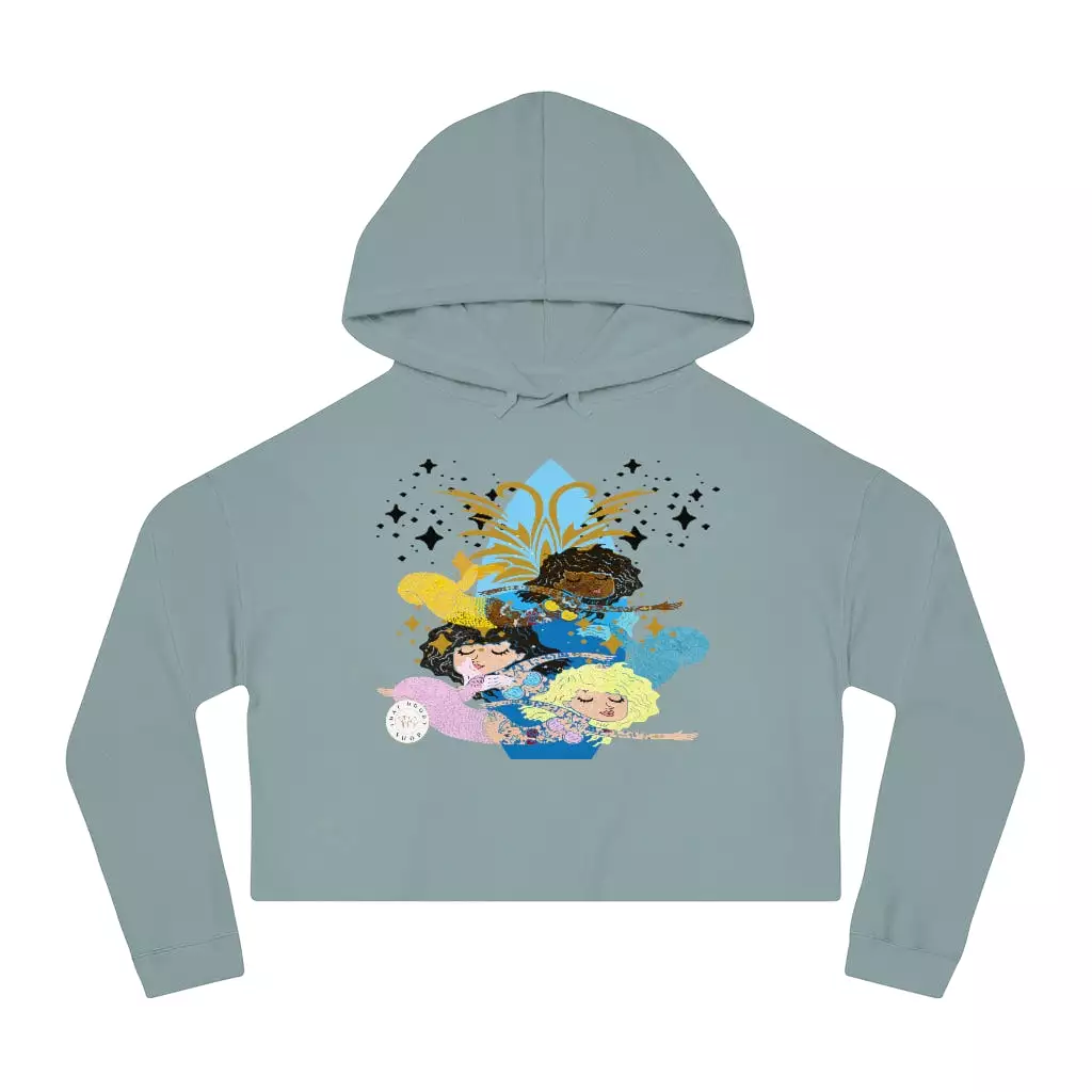 Three Mermaids Cropped Hoodie