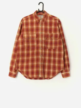 Vintage Levis white tab plaid shirt in orange, heavyweight cotton – Medium