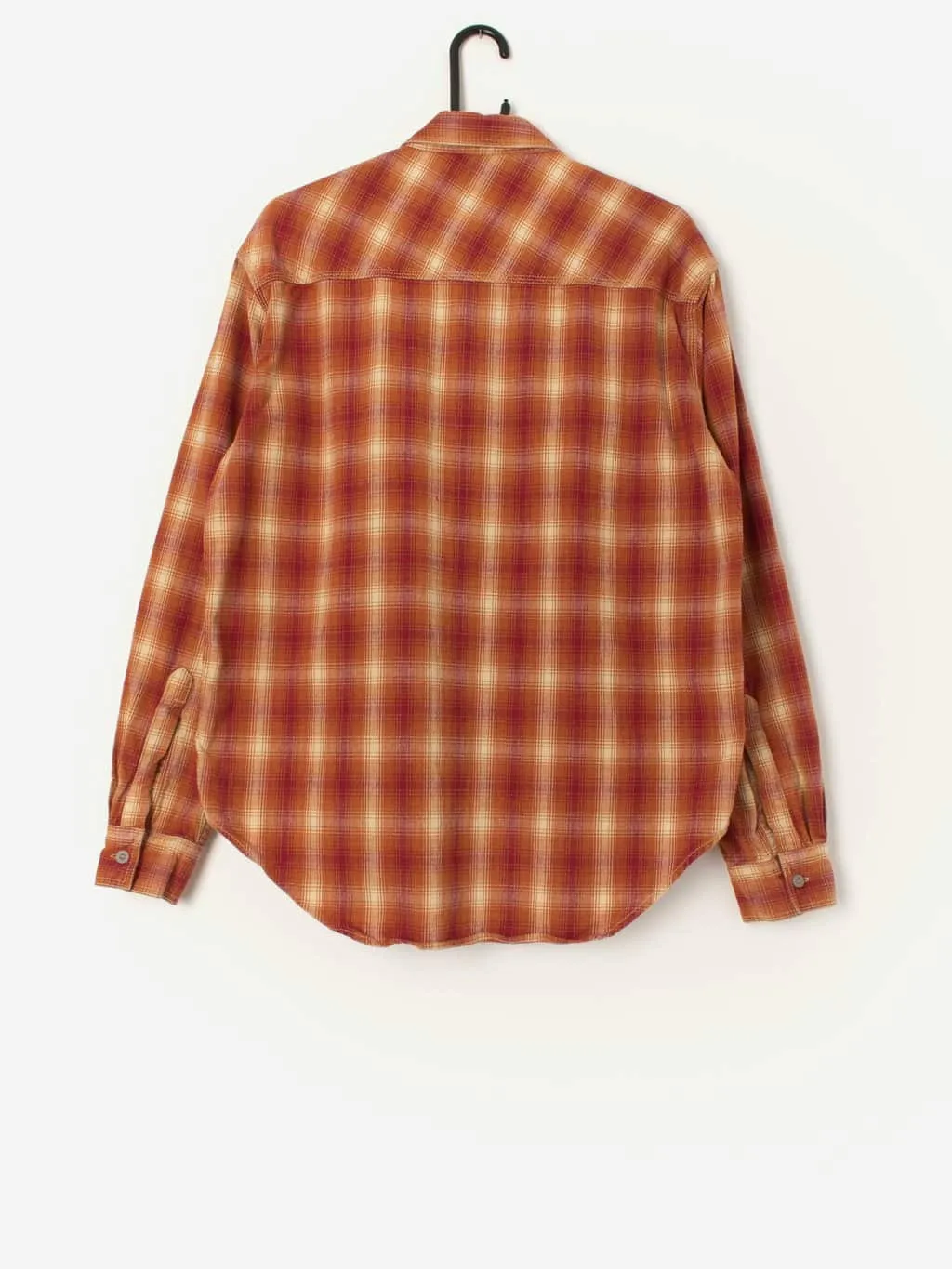 Vintage Levis white tab plaid shirt in orange, heavyweight cotton – Medium