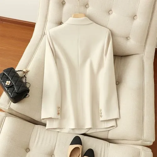 Women's Coat Long Sleeve Blazers Pocket Casual Classic Style Solid Color