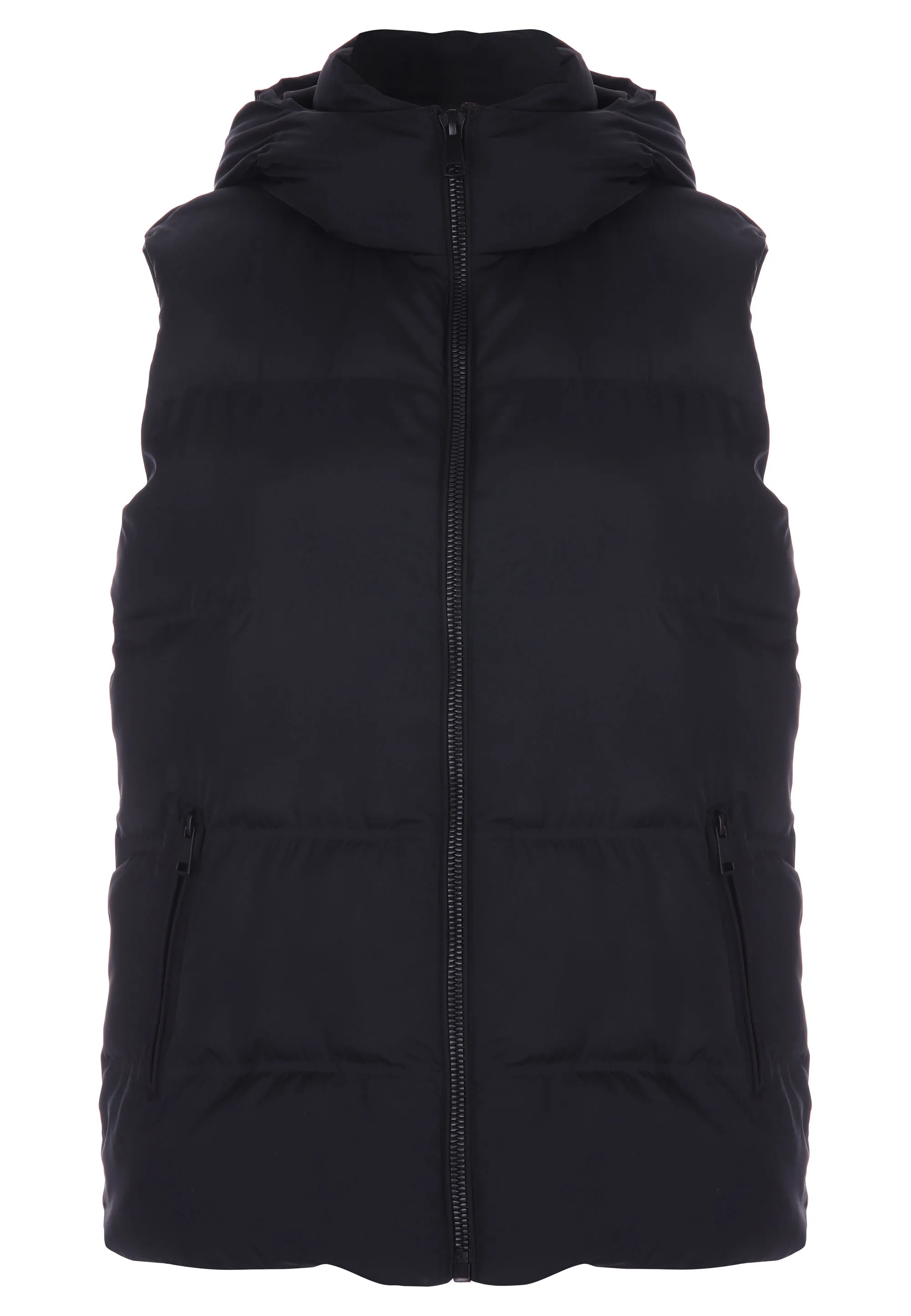 Womens Black Mid Length Padded Gilet Jacket