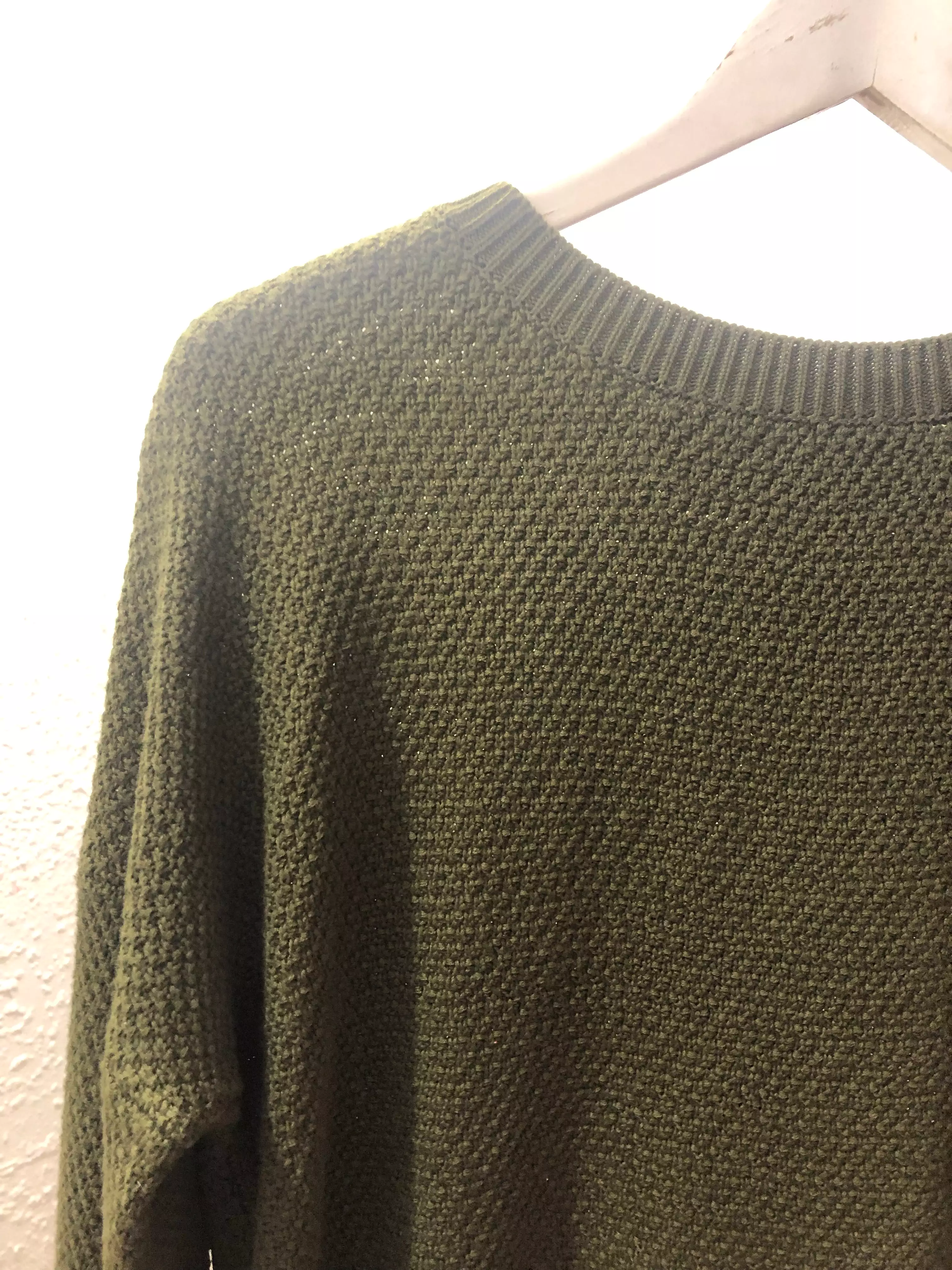 Zip Back Cotton Knit Jumper - Dark Sage